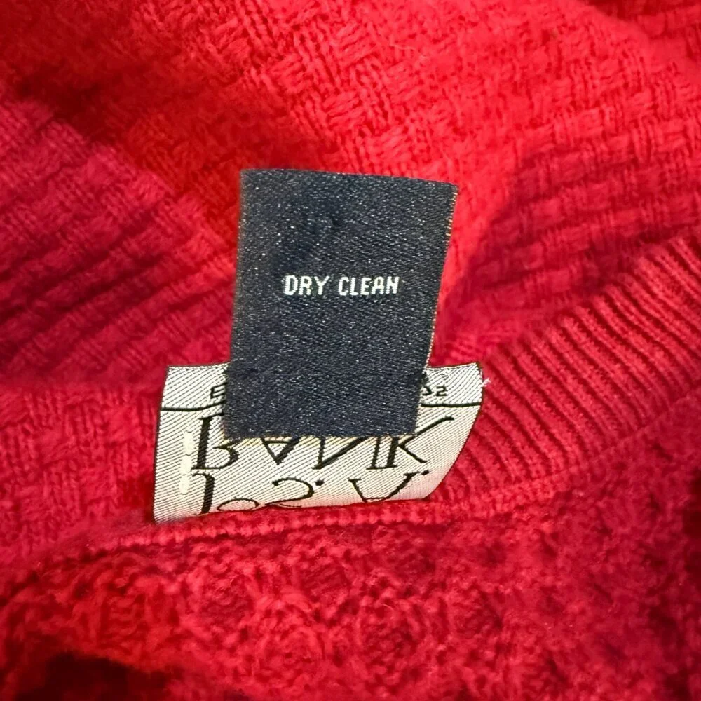 JoS. A. Bank Lambswool Basketweave Crewneck Sweater Pullover Mens Large Red Wool